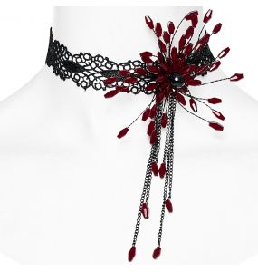 Black and Red 'Goth Blood Drop' Choker
