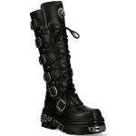 Bottes Hautes New Rock Metallic en Cuir Itali et Nomada Noirs