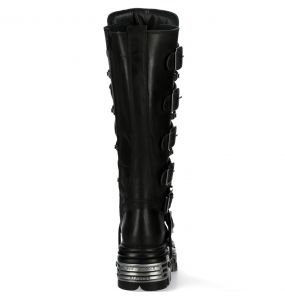 Bottes Hautes New Rock Metallic en Cuir Itali et Nomada Noirs
