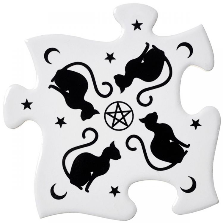 Sous-Verre Puzzle 'Black Cats' en Céramique