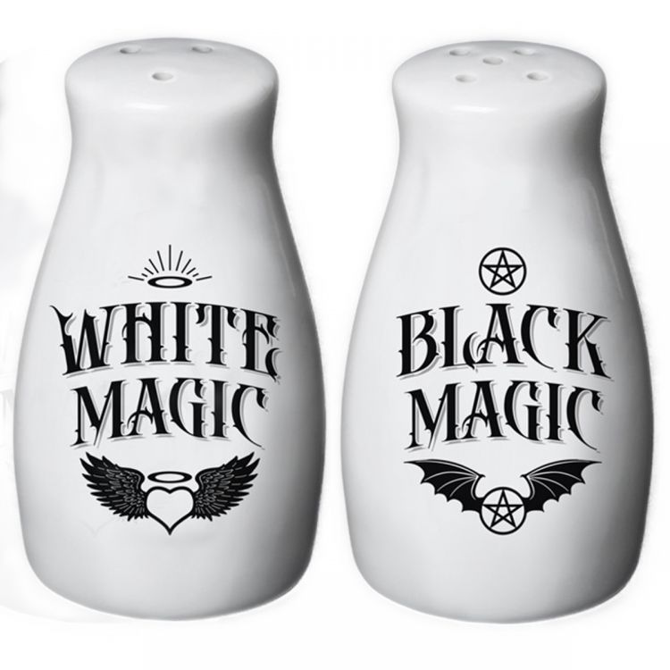 Porcelain 'White Magic/Black Magic' Salt & Pepper Set