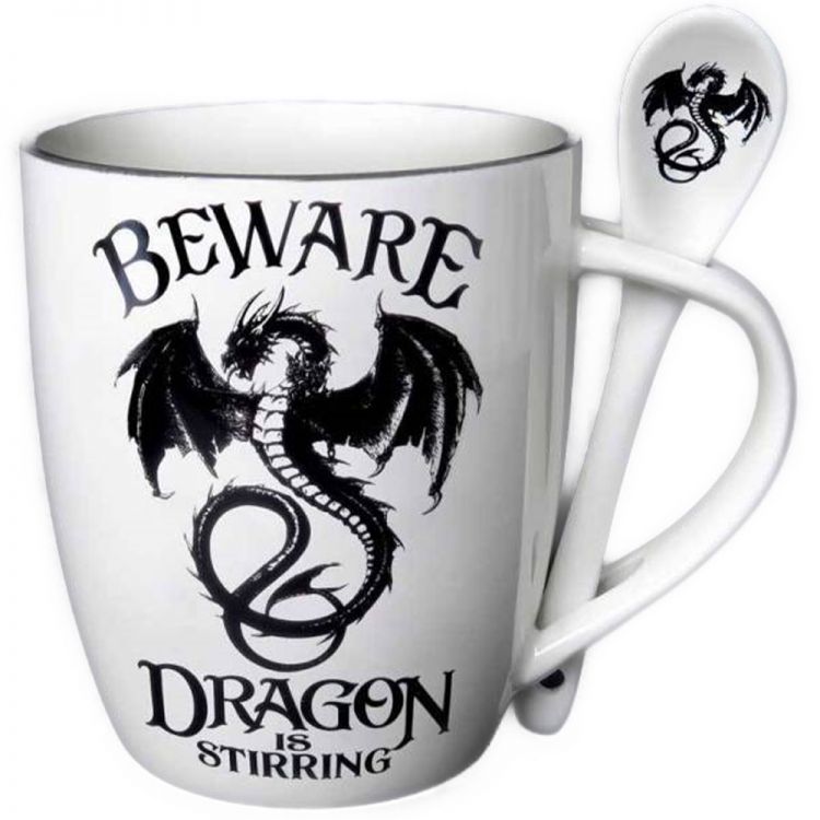 Ensemble Mug et Cuillère 'Dragon is Stirring' en Porcelaine