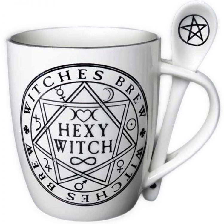 Ensemble Mug et Cuillère 'Hexy Witch' en Porcelaine