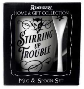Ensemble Mug et Cuillère 'Stirring up Trouble' en Porcelaine
