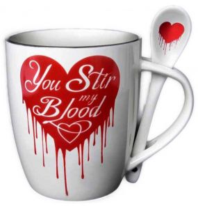 Ensemble Mug et Cuillère 'You Stir My Blood' en Porcelaine