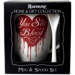 Ensemble Mug et Cuillère 'You Stir My Blood' en Porcelaine