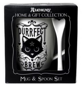 Ensemble Mug et Cuilère 'Purrfect Brew' en Porcelaine