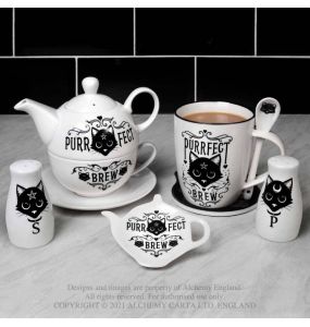 Ensemble Mug et Cuilère 'Purrfect Brew' en Porcelaine
