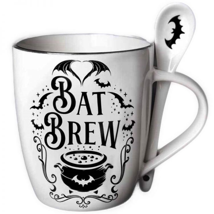 Ensemble Mug et Cuillère 'Bat Brew' en Porcelaine