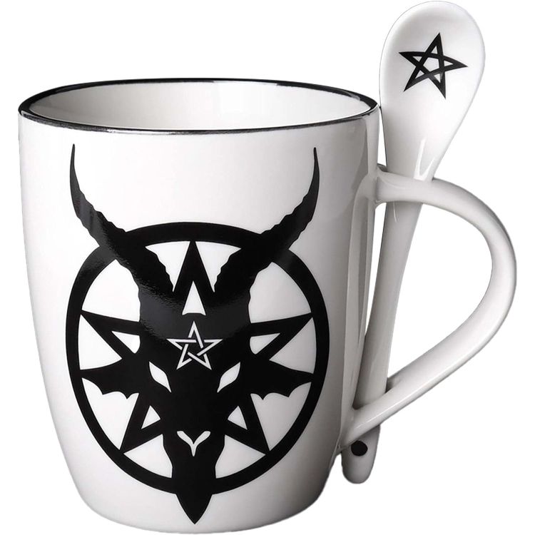 Ensemble Mug et Cuillère 'Baphomet' en Porcelaine