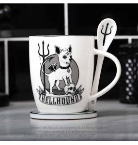Ensemble Mug et Cuillère 'Hellhound' en Porcelaine