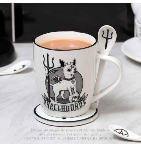 Ensemble Mug et Cuillère 'Hellhound' en Porcelaine