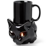 Chauffe-Tasse 'Chat' en Céramique Noire