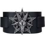 Black Baphomet Leather Wrist Strap