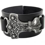 Bracelet 'Thunderhammer' en Cuir Noir
