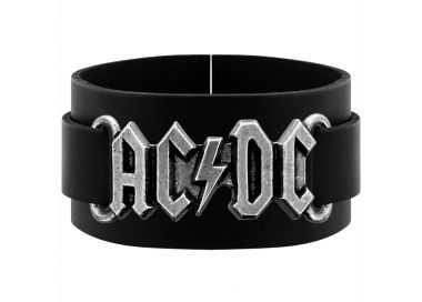 Bracelet AC/DC Logo en Cuir Noir by Alchemy Rocks • The Dark Store™