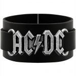 Black AC/DC Logo Leather Wrist Strap
