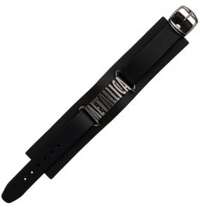 Black Metallica Logo Leather Wrist Strap