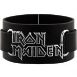 Black Iron Maiden Logo Leather Wrist Strap