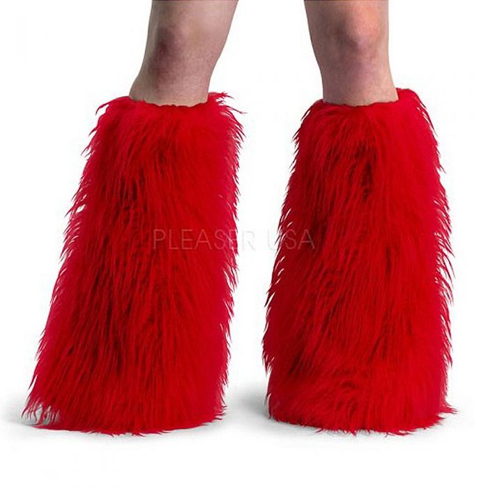 Red Fur Cyber Goth Leg Warmers