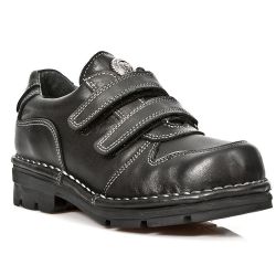 Black Itali Leather New Rock Kid Shoes