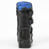 Black Itali Leather New Rock Kid Boots with Blue Seams