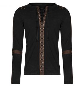 Polo Manches Longues 'Nautilus' Noir et Marron