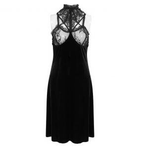 Nuisette Sexy 'Melusine' en Dentelle et Velours Noirs