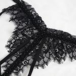 Nuisette Sexy 'Melusine' en Dentelle et Velours Noirs