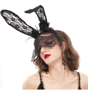 Bandeau Sexy 'Bunny Ears' avec Voile Noir