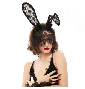 Bandeau Sexy 'Bunny Ears' avec Voile Noir