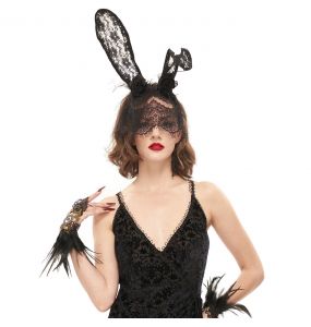 Bandeau Sexy 'Bunny Ears' avec Voile Noir
