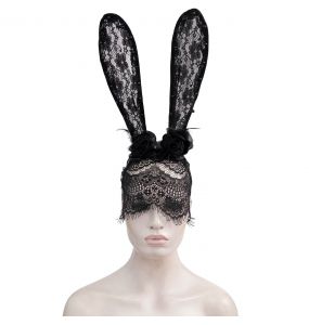 Bandeau Sexy 'Bunny Ears' avec Voile Noir