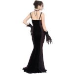 Longue Robe 'Naïade' en Velours Noir et Bordeaux