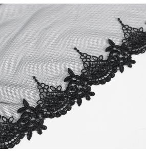 Long Cape 'Helchen' in Black Feathers and Sequins