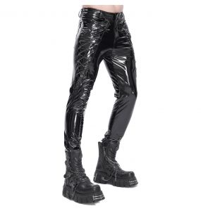Pantalon 'Ildebad' en Simili Cuir Verni Noir