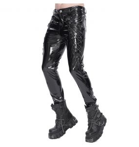 Pantalon 'Ildebad' en Simili Cuir Verni Noir
