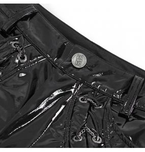 Pantalon 'Ildebad' en Simili Cuir Verni Noir