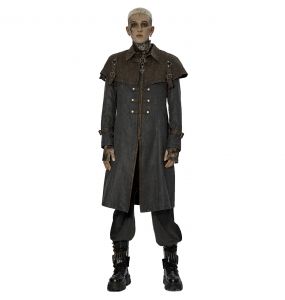 Manteau de Cocher 'Dyrk' Gris et Marron