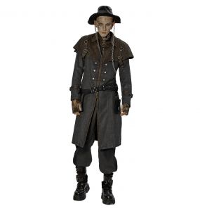 Manteau de Cocher 'Dyrk' Gris et Marron