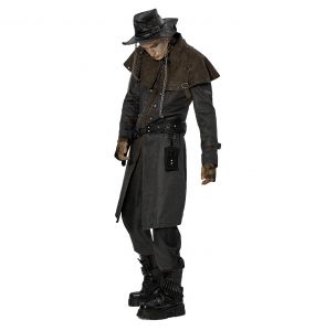 Manteau de Cocher 'Dyrk' Gris et Marron