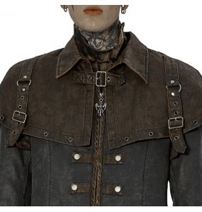 Manteau de Cocher 'Dyrk' Gris et Marron