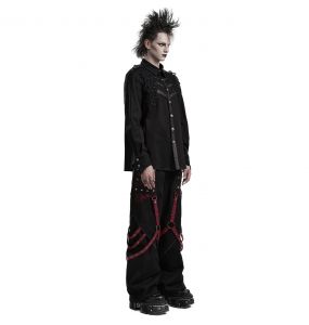 Pantalon Large 'Cataclysme' Noir et Rouge
