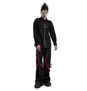 Pantalon Large 'Cataclysme' Noir et Rouge