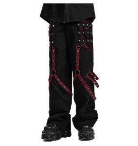Pantalon Large 'Cataclysme' Noir et Rouge