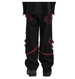 Pantalon Large 'Cataclysme' Noir et Rouge