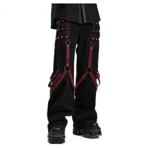 Pantalon Large 'Cataclysme' Noir et Rouge