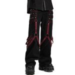 Pantalon Large 'Cataclysme' Noir et Rouge