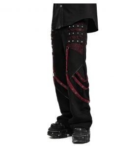 Pantalon Large 'Cataclysme' Noir et Rouge