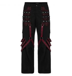 Pantalon Large 'Cataclysme' Noir et Rouge